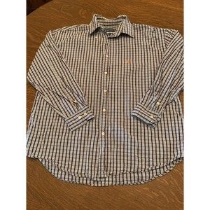 Ralph Lauren Blake Long Sleeve Button Down Men's Dress Shirt Checkered Blue 009